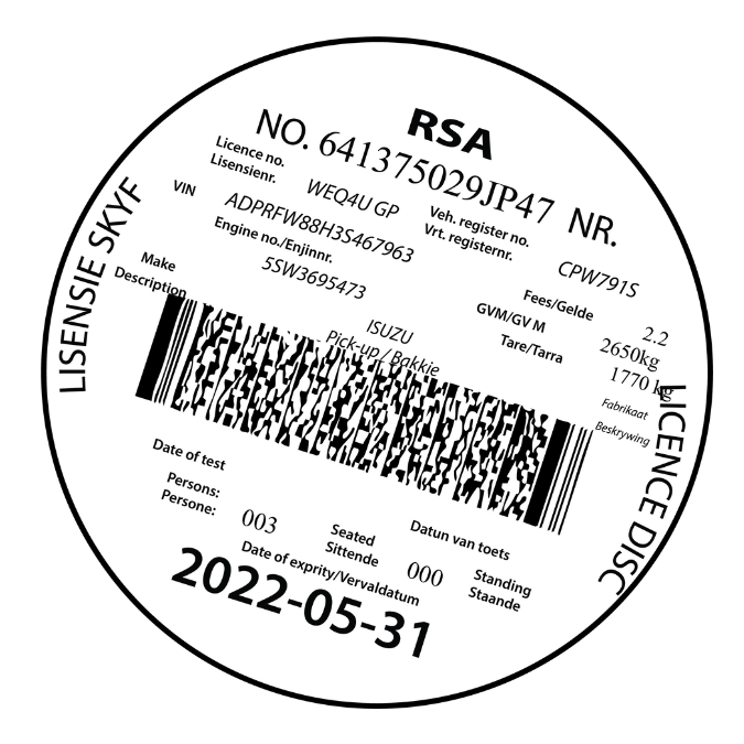 License Disc
